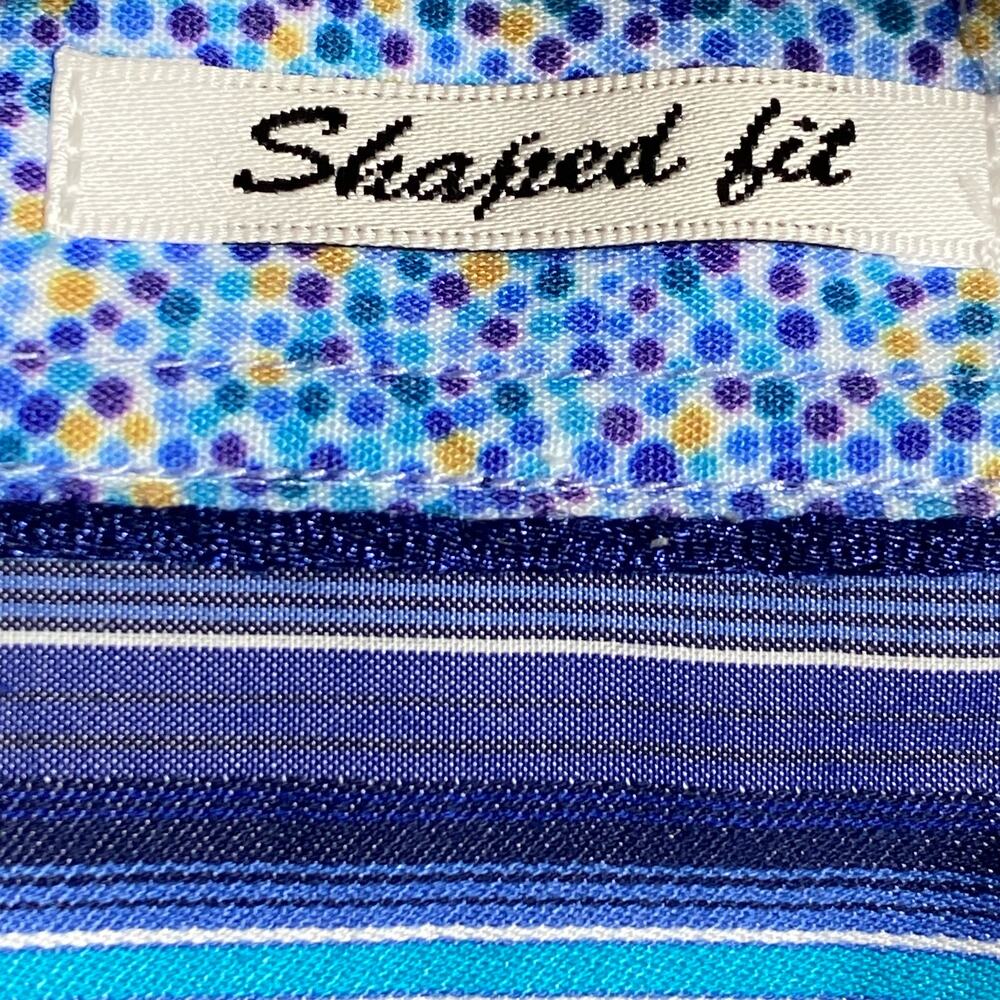 Bugatchi Uomo Shaped Fit Button Down Shirt 100% Cotton Blue Striped Mens - Picture 3 of 5